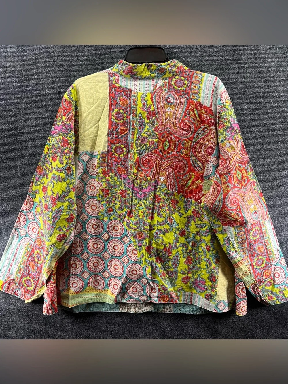 Choices Woman Patchwork Kantha Jacket 3X Cotton Boho Colorful Cottagecore Granny - Picture 10 of 11